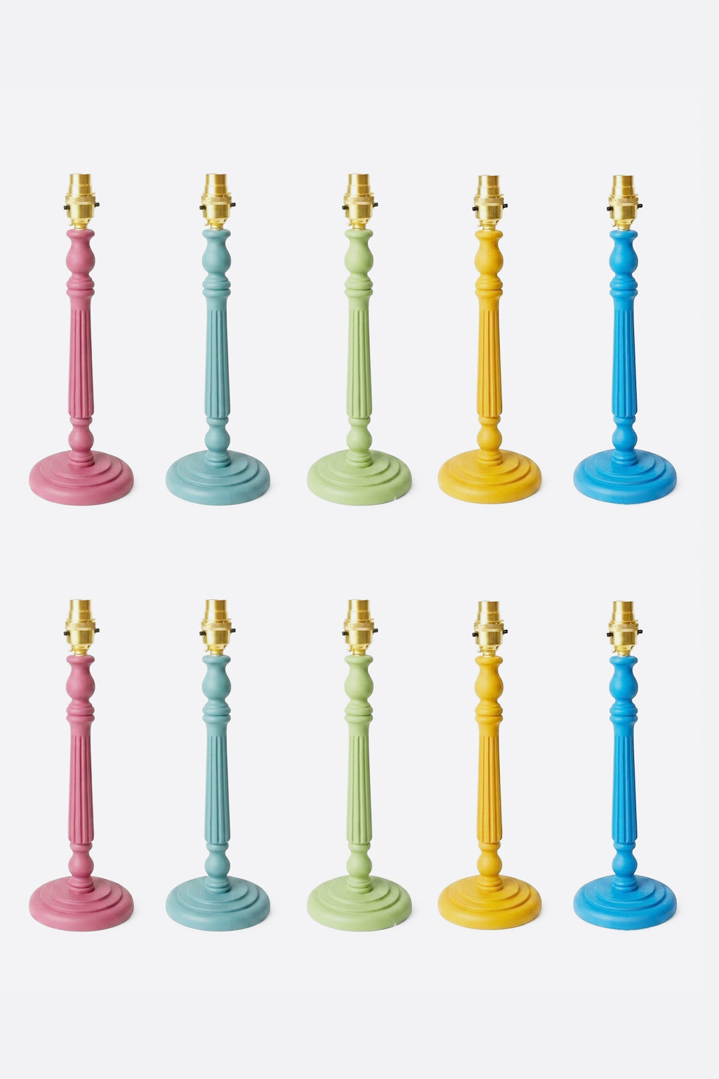 Painted wooden table lamp bases, turned wood with a hand-painted finish — coming soon.
