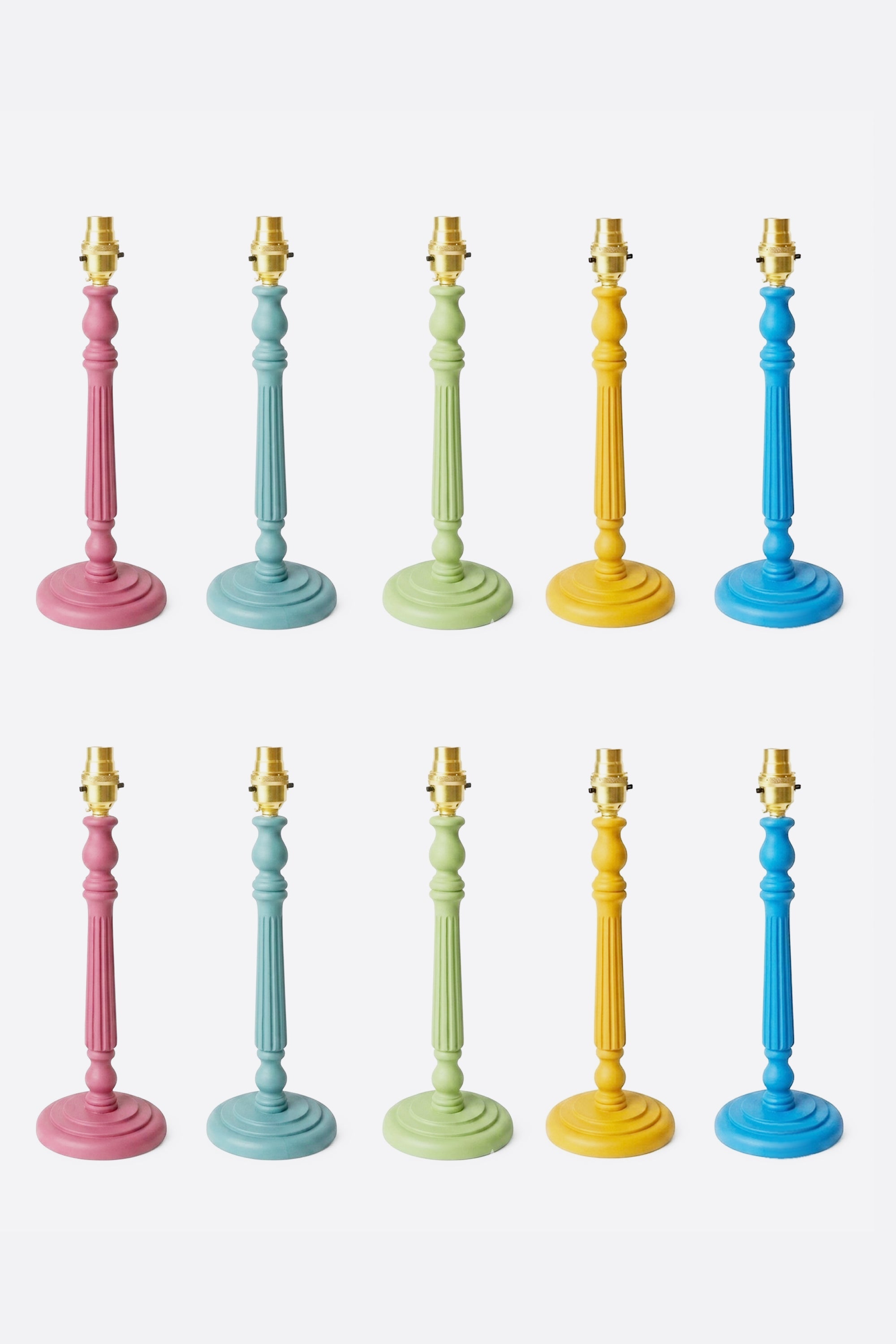 Painted wooden table lamp bases, turned wood with a hand-painted finish — coming soon.