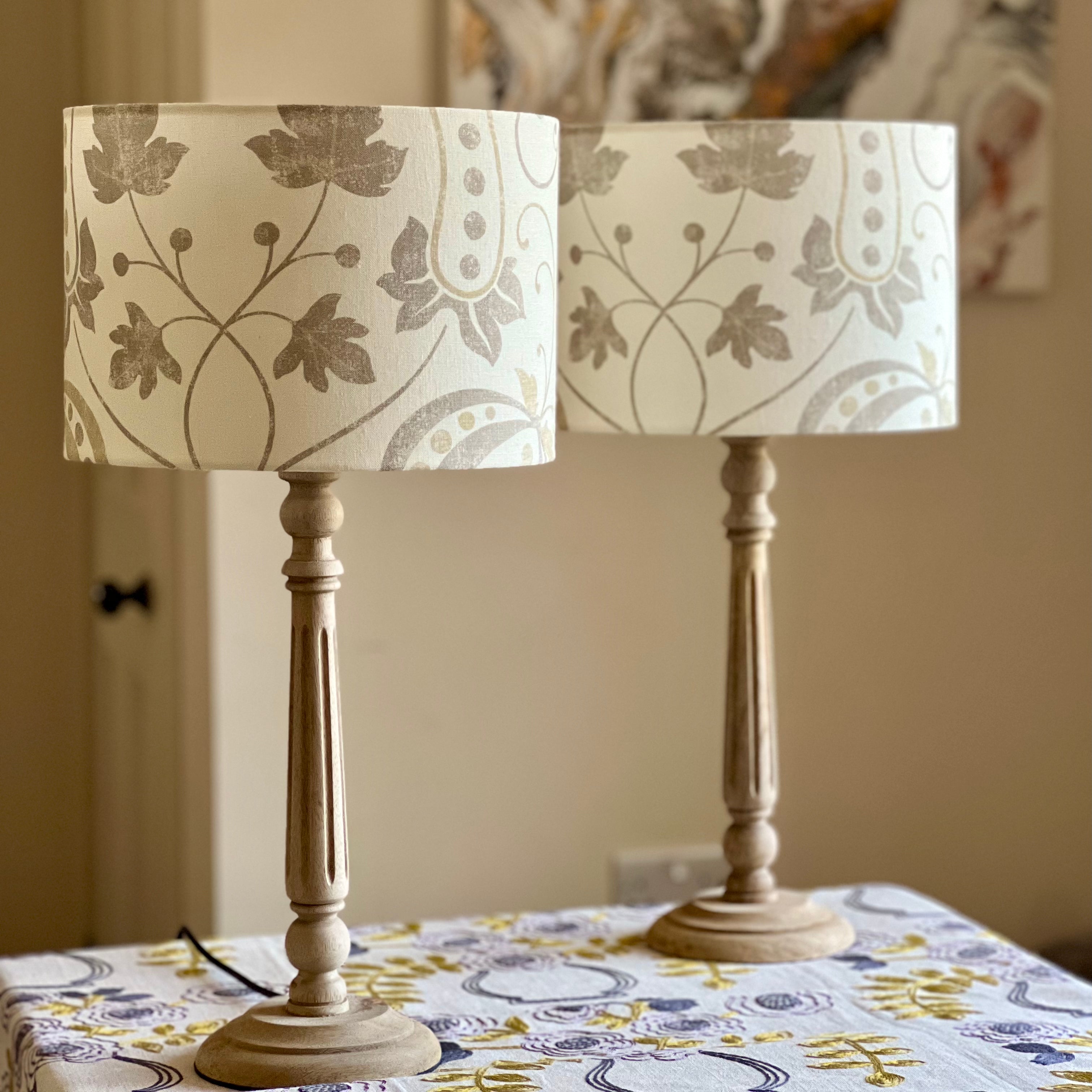 Fluted wooden table lamp base, alternate view.