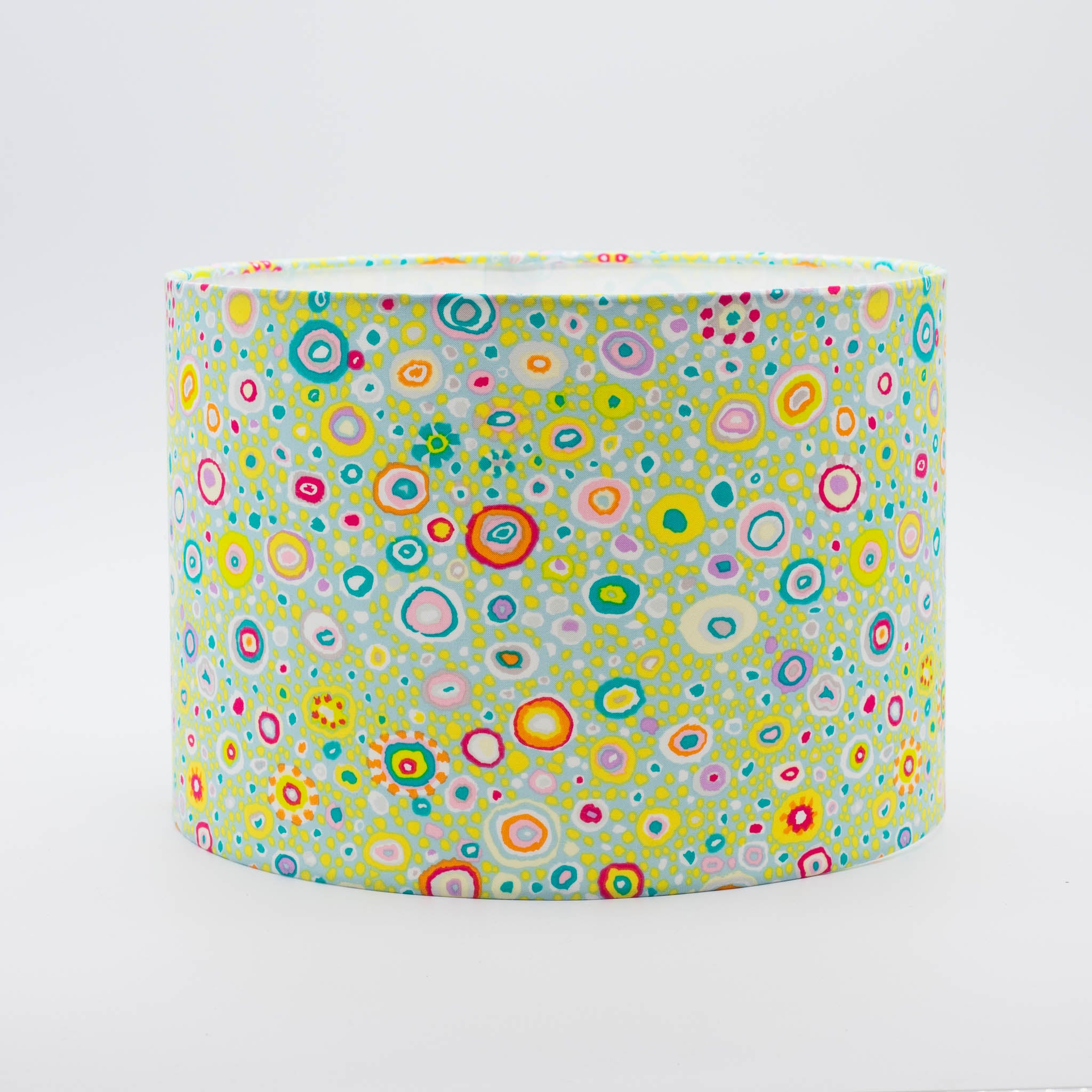 Millefiori Teal lampshade — Kaffe Fassett millefiori floral print in teal on a cotton drum shade.