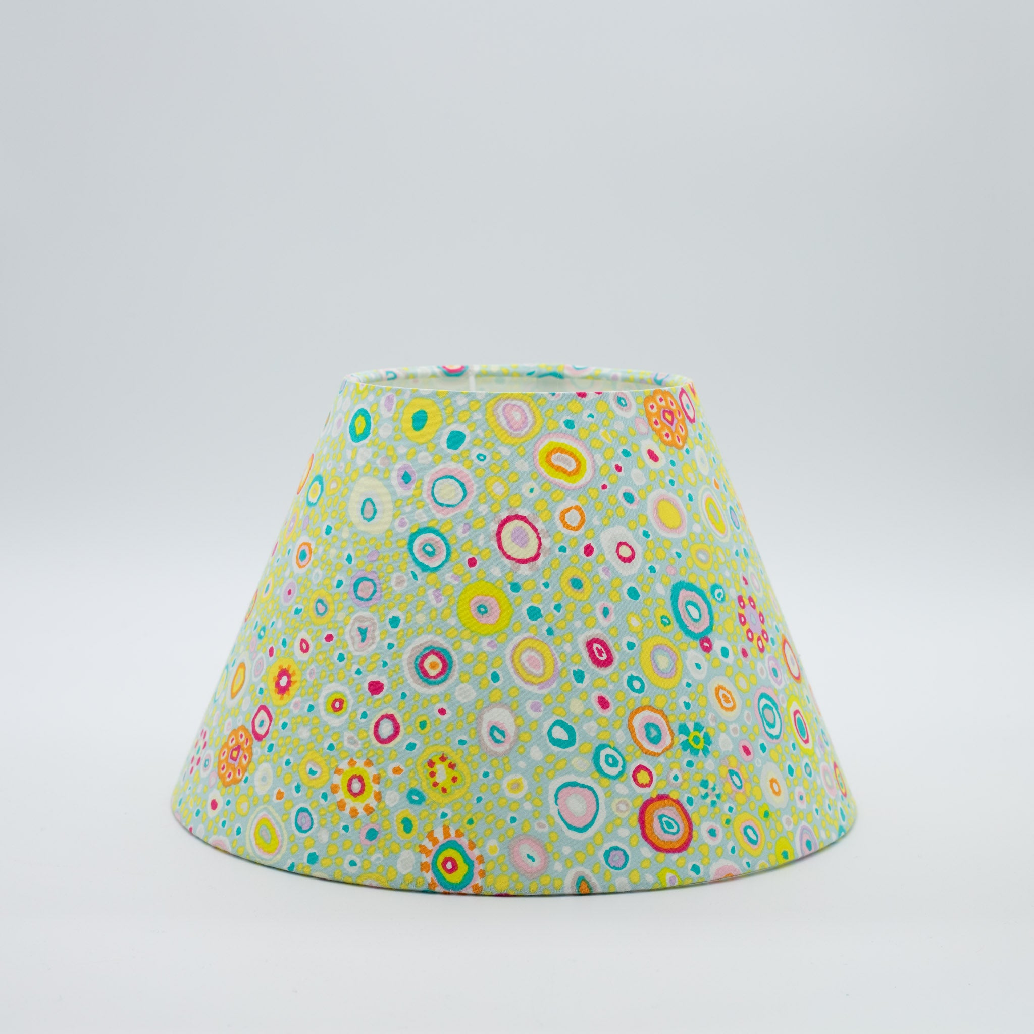 Millefiori Teal lampshade — Kaffe Fassett millefiori floral print in teal on a cotton conical shade.