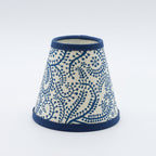 Seaweed Blue Paisley lampshade, closer view of the paisley pattern.