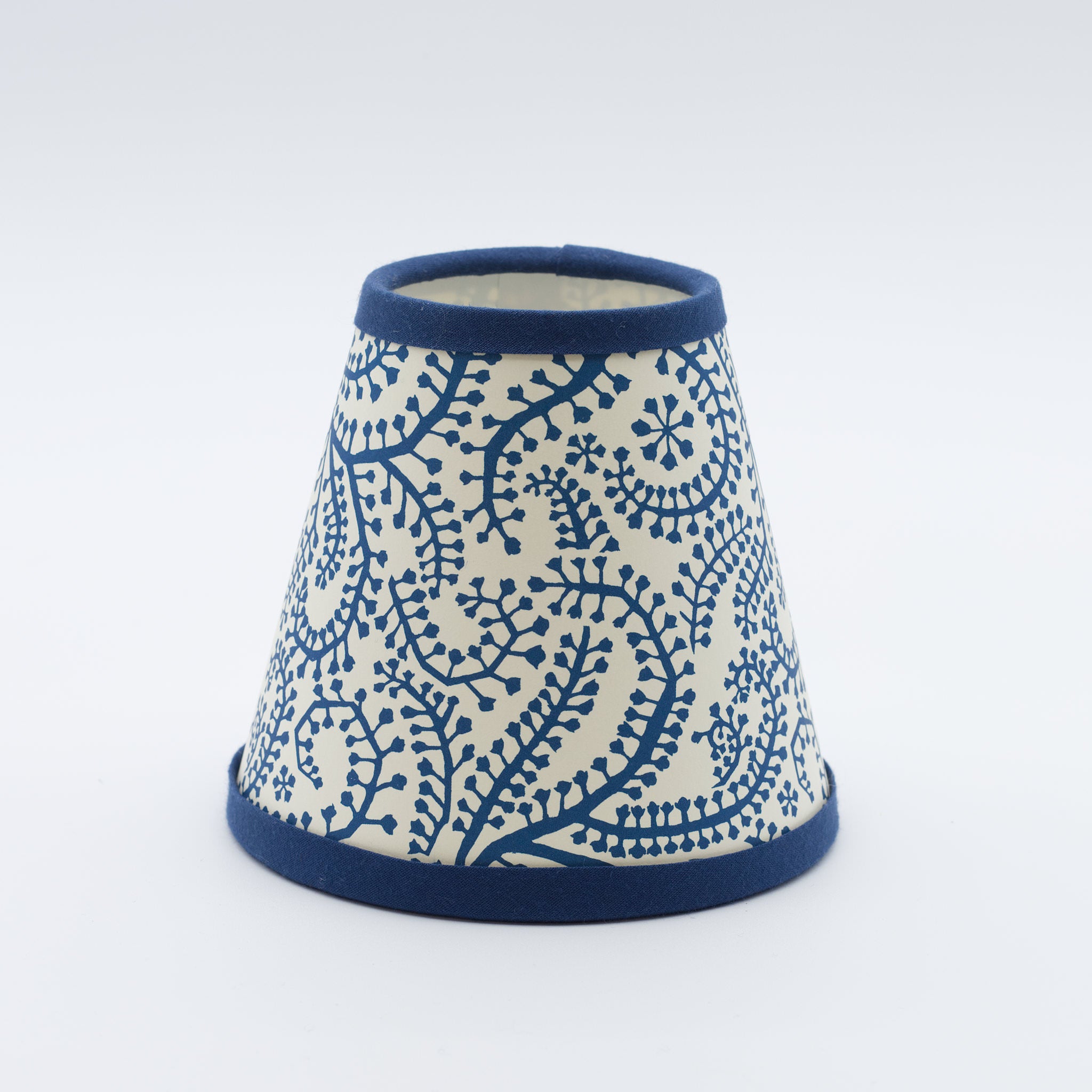 Seaweed Blue Paisley lampshade, closer view of the paisley pattern.