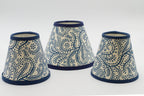 Seaweed Blue Paisley paper lampshade, further view.