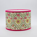 Trellis Pink lampshade — pink trellis lattice pattern on a cotton drum shade.